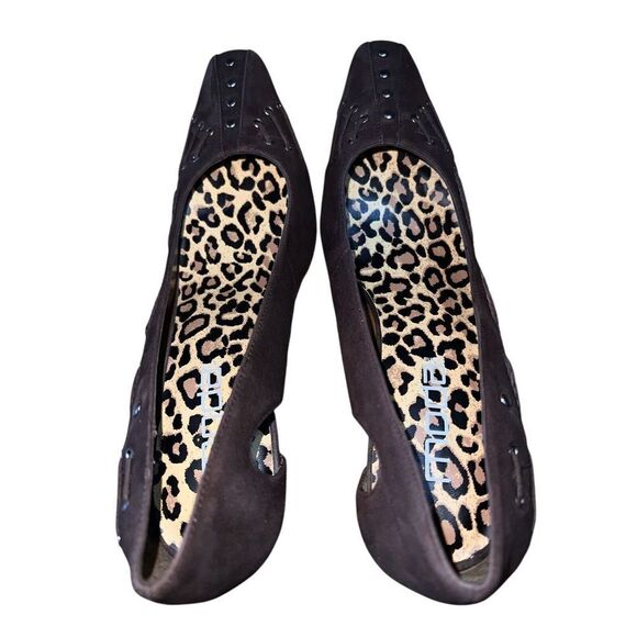 Moda Spana Fiona Brown Cheetah Print Kid Suede Pointed Toe Pumps Wmns Sz 10 NWB - Picture 5 of 12